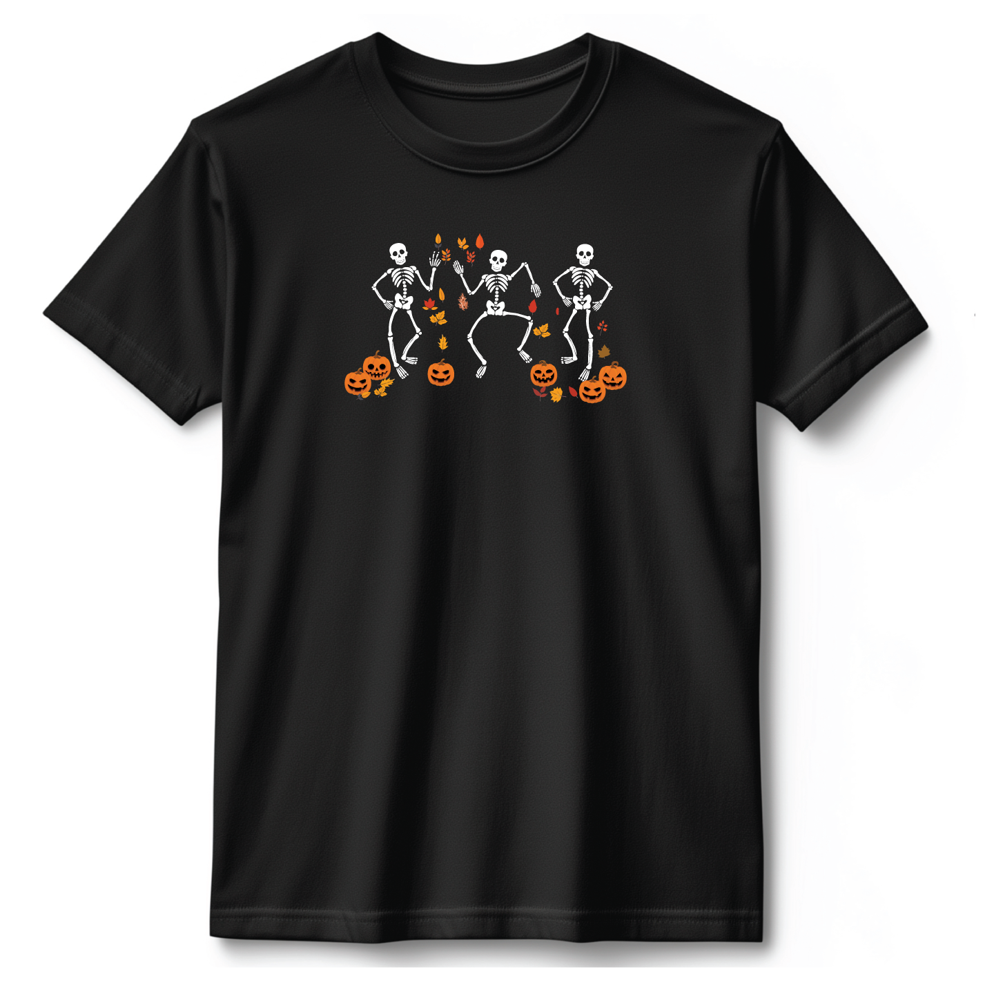 Skeleton Pumpkin Patch Halloween Tee Shirt