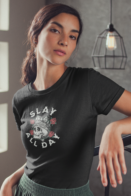 Slay All Day Skull Tee Shirt